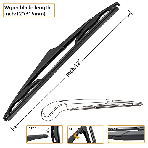 Autoboo 28"+28" Windshield Wipers With 12 Inch Rear Wiper Blade Replacement For Ford Focus 2012 2013 2014 2015 2016 2017 2018 -Original Factory Quality (Pack Of 3) #TOP5