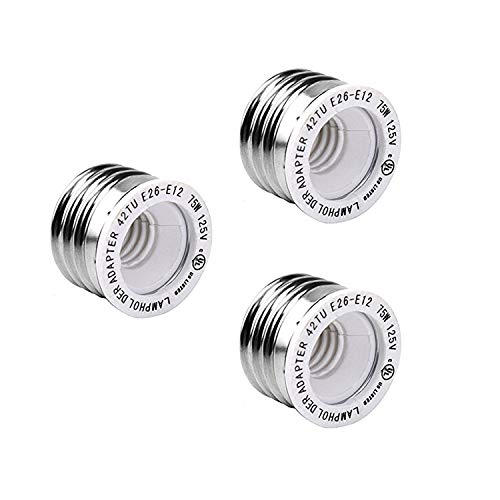 Superdream UL-Listed E26/E27 to E12 Adapter, Heat-Resistant, Anti-Burning, No Fire Hazard, 3-Pack