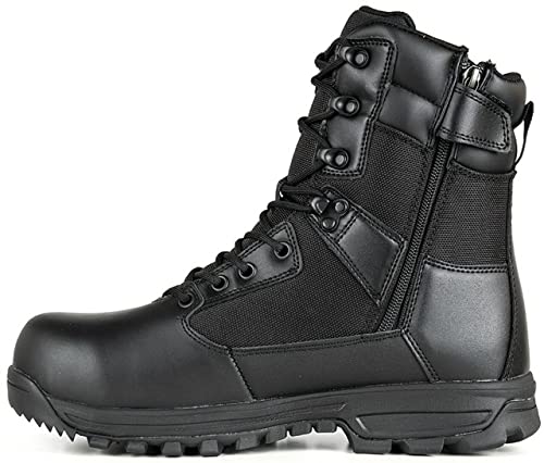 LAPG Men’s Sector 8” Waterproof Side-Zip Duty Boots, Breathable & Comfortable Tactical Hiking Combat Shoes for Men, Black3