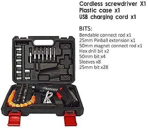 Image of 47 in 1 Cordless Electric Screwdriver Drill with Built-in LED Rechargeable Wireless Drill Machine Kit Power Drill Screw Gun Tool, Accessories for House,Office