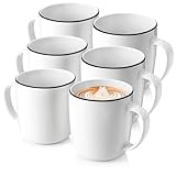 SÄNGER | Kaffeetassen Set Marlo Black Rim 6 tlg, Kaffeebecher Porzellan für 6 Personen Weiß mit schwarzen Akzenten, Kaffeebecher spülmaschinenfest Tassen Kaffee & Tee, 350 ml | PREMIUM COLLECTION