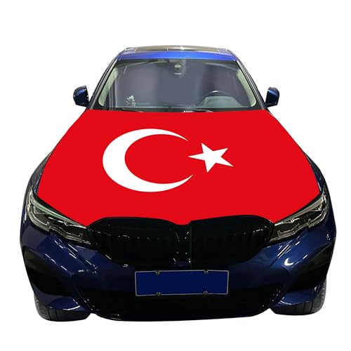 Turkish Flag Car Hood Cover, Engine Hood Decorative Banner For Festivals Red Turkey Flag With White Star And Moon, 47.24x59.06 Inch