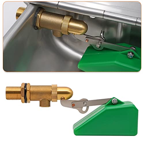 farm & ranch Automatische runderdrink met afvoerstop, roestvrij staal, met 2 stuks verstelbaar koperen vlotterventiel voor os, paard, geiten, schapen, rundvlees, hond - Afbeelding 6