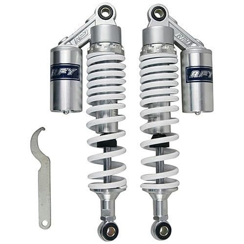 EnergyPrice(エナジープライス) バイク リアサスペンション タンク付 340mm リアショック CB400 XJ400 XJR400 ゼファー ZRX 等互換 汎用 ホワイト/シルバー 1セット(2本入)