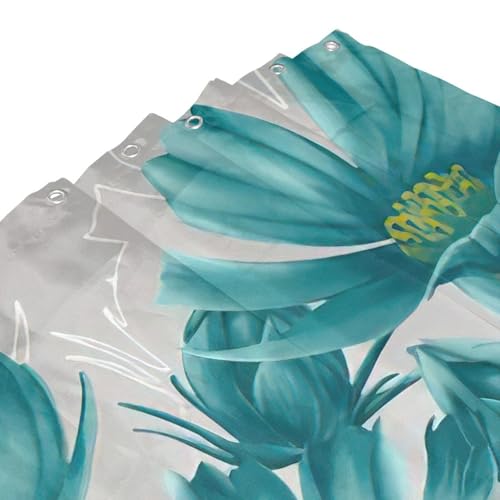 Rideau de douche imprimé floral gris sarcelle 183x183 cm en polyester résistant avec œillets - 6