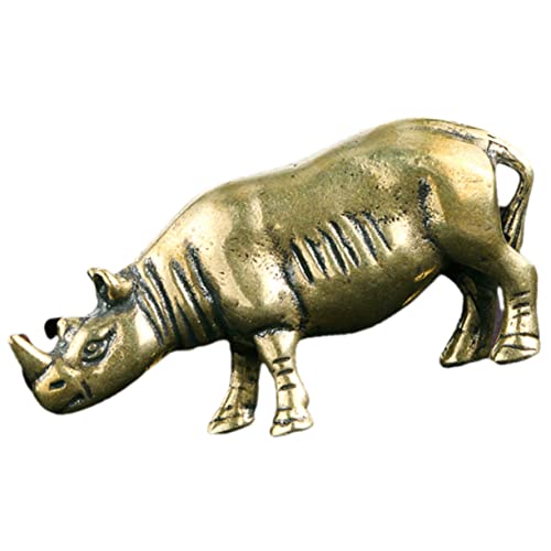 DOITOOL Figurine de Rhinocéros Laiton Vintage Statue Miniature pour Décoration de Bureau et Collection