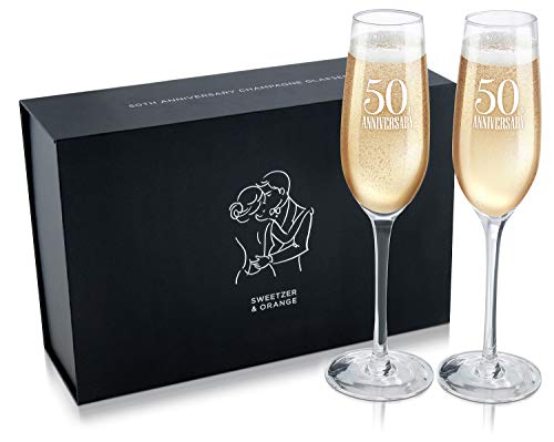 50th Anniversary Gifts for Couple by Sweetzer & Orange. Set of 2 Wedding