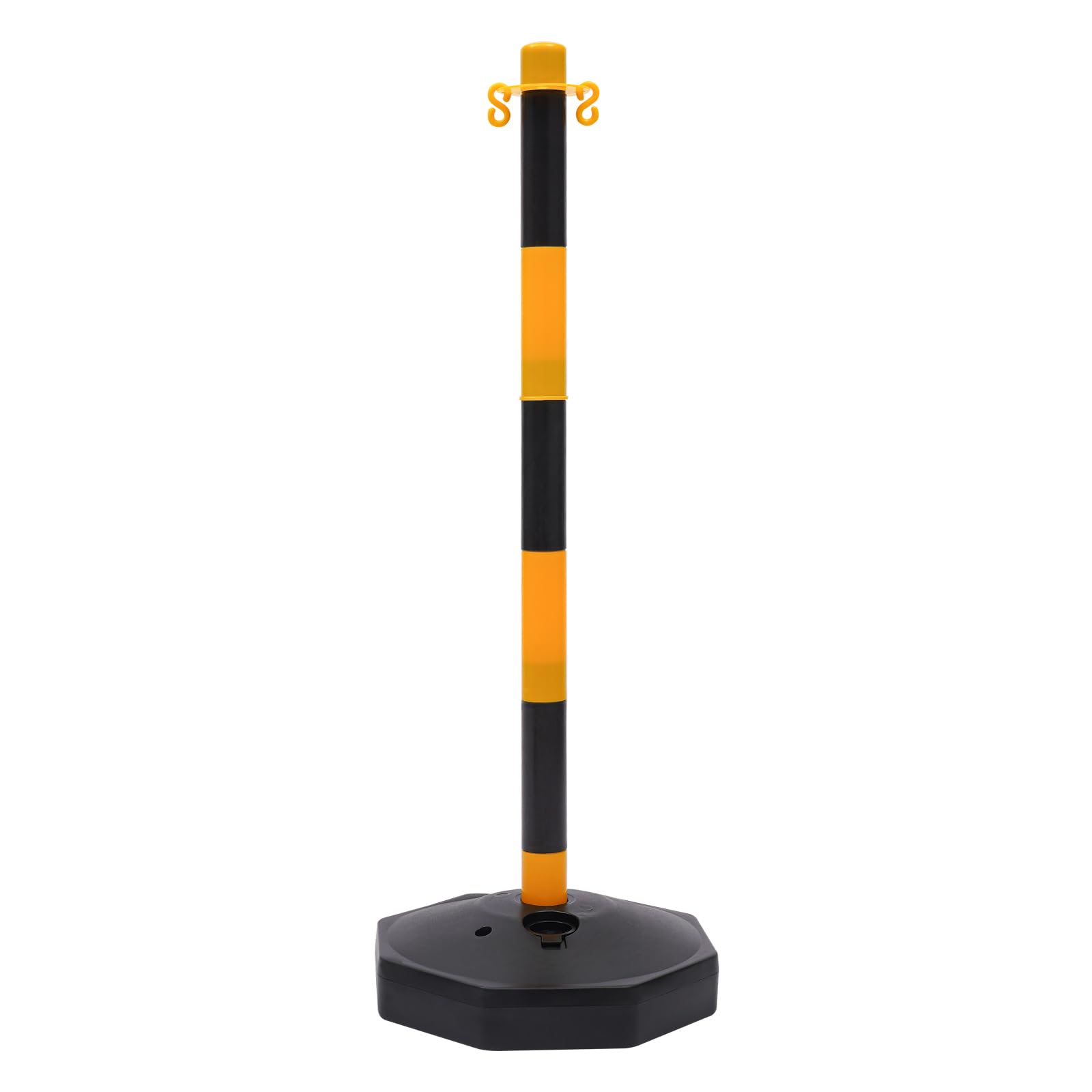 Lot de 6 poteaux de délimitation, système de guidage des personnes pour restaurant, aéroport, avec 5 chaînes, support de délimitation, jaune