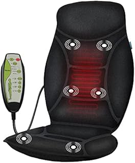 Rilextec Vibration Chair Massager with Heat, Heated Chair Back Massager for Back Pain Relief, Memory Foam Massage Seat Cushion for Recliner, Heated Massage Chair Pad for Office with 6 Vibrating Motors