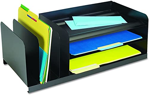 MMF Industries STEELMASTER Legal-Size File Organizer for Desk | 7 Sections | Black Color | Scratch & Chip-Resistant Finish | Non-Skid Feet | Steel Office File Organizer