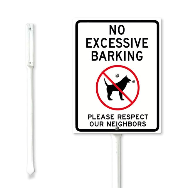 Geroclonup No Noise Sign with Metal Stake No Excessive Barking Noise Please Respect Our Neighbors Yard Sign with Stake 20x30cm Sturdy Aluminum Yard Sign Caution Signs for Street Lawn Neighborhoods