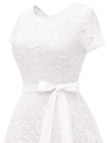 image for Bridesmay Women's Floral Lace Short Sleeve Lace Dress for Cocktail Par