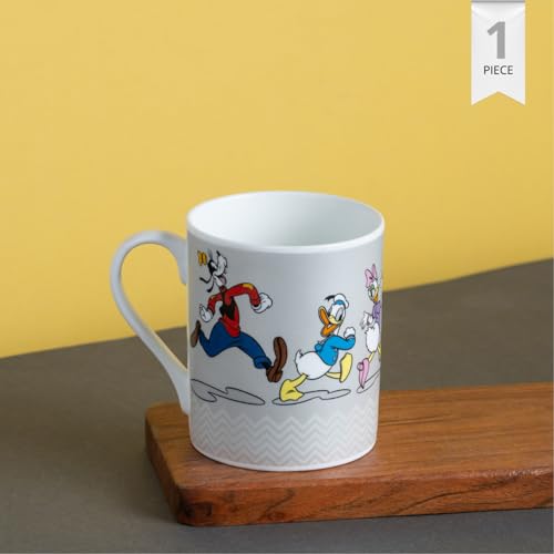Image of Clay Craft - Official Disney Mugs : Donald Duck & Friends Running Print, Fine Ceramic Coffee Mug, 360 Ml |Cartoon Character Gift Mug for Kids & Adults | Microwave & Dishwasher Safe