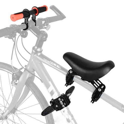 Kid Bike Seat Replacement with Red Handlebar,Detachable Front Mounted Child Bicycle Seat with Foot Pedals for Children 2~5 Years