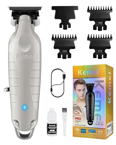 KEMEI PG2299 Recortadora Barba y Pelo Hombre, Cuchilla T, 7000 rpm, Gris