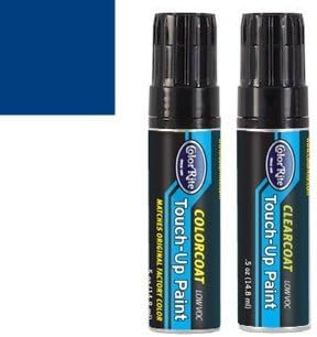 Miniatura 1 de ColorRite Pintura de retoque automotriz tarro de media onza para Subaru Impreza - WR Blue Pearl 02C - Color+Paquete de capa transparente