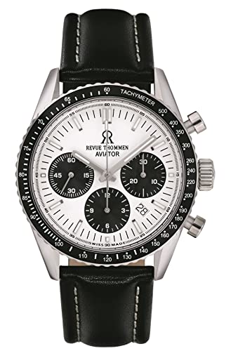 Revue Thommen Męski zegarek na rękę Automatic Aviator 42 mm chronograf, tachymetr bransoletka Leather 17000.6532