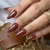 BHIDENAW ネイルチップ ショート 24枚入 人気 和風 かわいい シンプル おしゃれ 成人式 結婚式 パーティー 日常生活に使用できます 花嫁ネイル 光沢 つけ爪 両面テープ ウッドスティック (一目惚れ P19, M)