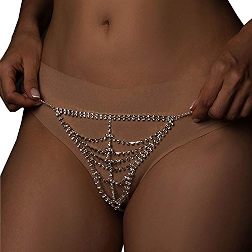 Rhinestone Bra Body Chain Jewelry Crystal Body Chain Underwea Luxury Tassel Body Chain Necklace Bikini Beach Belly Chain for Women Summer Nightclub Party