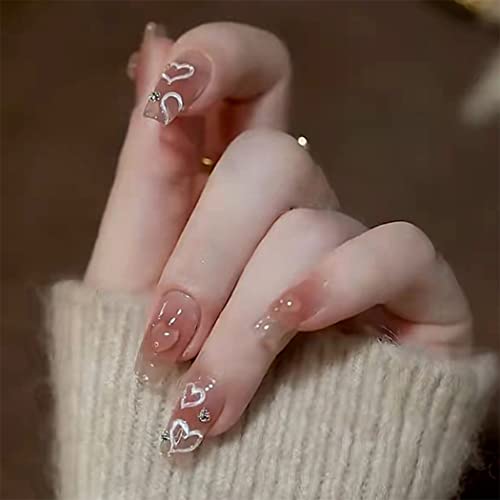 Sethexy Bailarina uñas postizas color rosa brillante en uñas francesas Ombre uñas postizas 24 piezas acrílico arte prensa en uñas puntas Cover