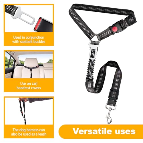 2-Pack Headrest-Mounted Dog Seatbelt