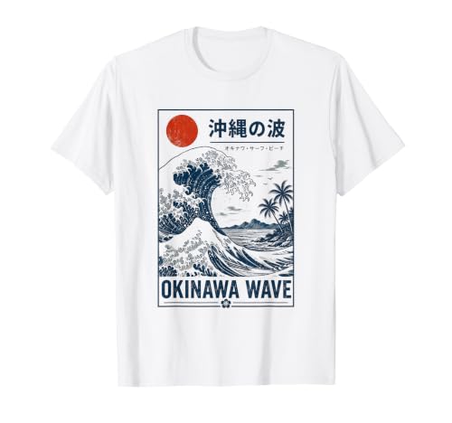 Image of Okinawa Wave Vintage Japanese Surf Beach Japan Art T-Shirt