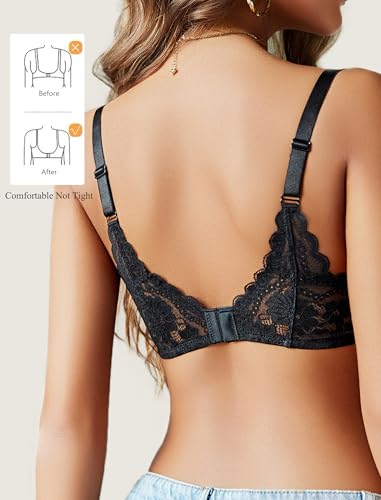 Avidlove Lace Bras for Women Push Up Bralettes with Underwire Full Coverage Unpadded Bra Sexy Minimizers Everyday Lingerie - Image 3