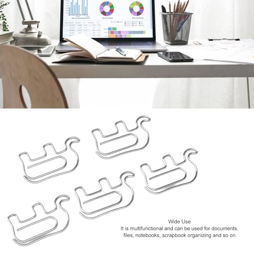 100PCS Cute Paper Clips,Elephant Shaped Stainless Steel Paperclips,Paper Clip with Storage Box for Paperwork Photo Bookmarks for Office School and Home (Silver) - Image 3