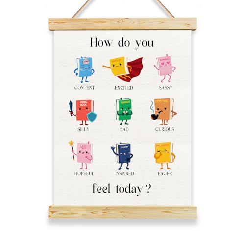 Emotions Learning Hanger Frame for Toddler, Mental Health Canvas Wall Art Decor for for Kids Room Classroom School Office Calming Corner