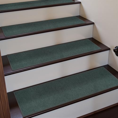 Tiveney Stair Treads Non-Slip, 15PCS 8"x30" Washable Stair Runners for Wooden Steps Non Slip, Rubber Backing Carpet for Stairs No Residue, Indoor Safety Staircase Step Treads for Dogs Kids Elders