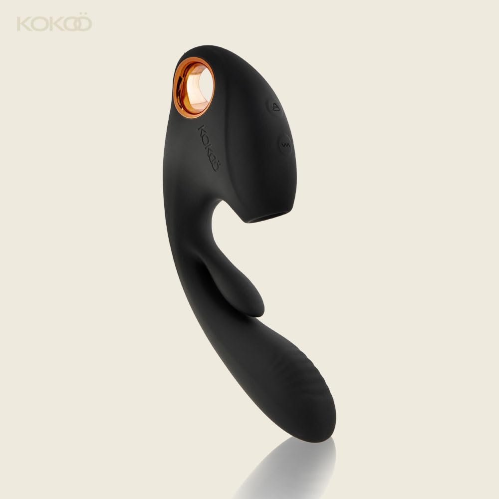 Kokoö Triplo Vibratore con Stimolazione del Clitoride e del Punto G Gina | 5 Modalità di Potenza, 10 Modelli di Vibrazione | Silicone morbido, ricaricabile tramite USB | Resistente all'acqua (Nero)
