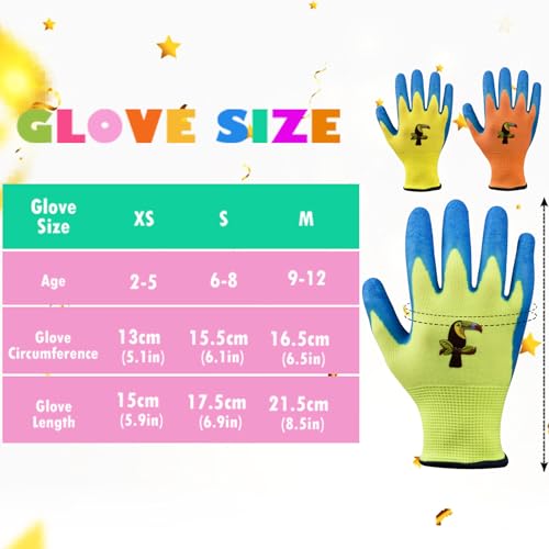 Donfri 3 Paar Kinder Gartenhandschuhe Latex Rutschfest Arbeit (2-5 Jahre) – Ansicht 5