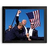 Donald Trump Shooting Framed Photo, Trump July 13, 2024 “Keep Fighting Fist Pump” Framed Photo, Framed Poster Prints Picture Canvas Wall Room Decor (BLACK FRAME, 8X10 INCHES)