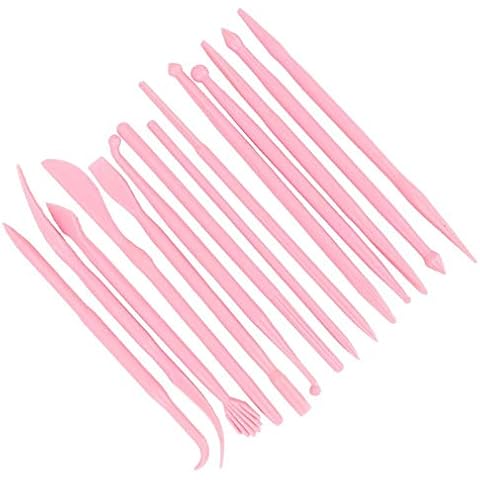 Haowecib Carving Pottery Tool, 14Pcs Clay Sculpting Tool, Grils Clay Fondant Cake for Soft Clay Home(Pink) Cover