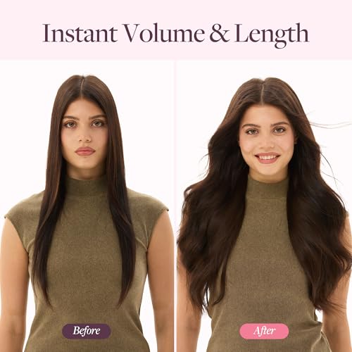 Image of GOO GOO Sew in Hair Extensions Real Human Hair, Micro Beaded Weft Hair Extensions Human Hair, 4A Chocolate Brown 24 Inch 120g, Installation Customizable with Pre-attached Beads, Natural Volume
