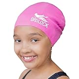BRDLOCK Kids Swim Caps for Long Hair, Silicone Swim Cap for Girls Boys Kids Teens with Long Hair, Wa