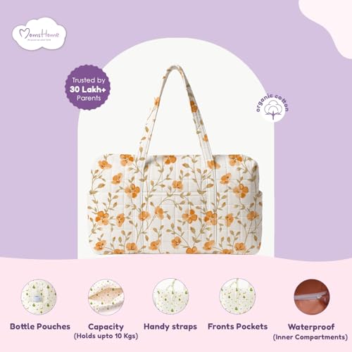 Image of MOM'S HOME New born Baby Organic cotton Travel Bag- Diaper Multipurpose Carry bags for Mothers | Pack -1 |