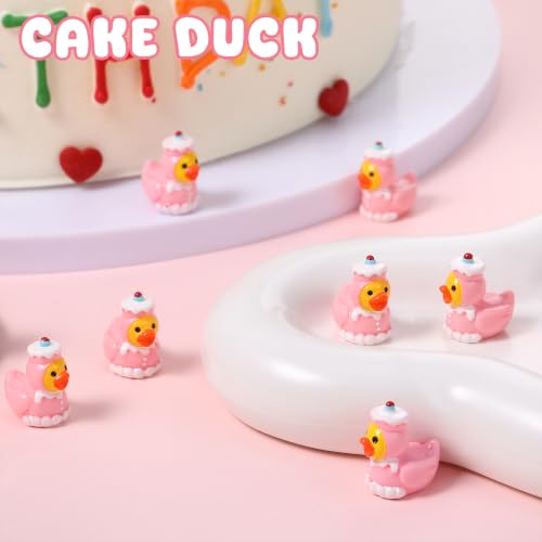 Image of 50 Pcs Cake Ducks Toy Figures, Mini Cake Resin Ducks Bulk, Tiny Cakes Figurine Dress up Duck Toy for Party Favors (Pink)
