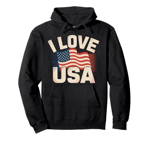 I Love USA Bandera Americana Orgullo Libertad Sudadera con Capucha