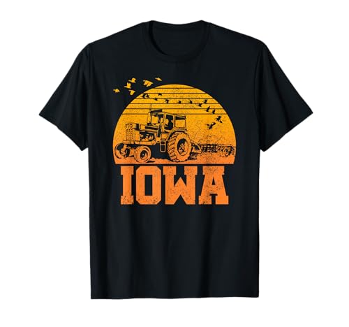 Iowa T-Shirt - Vintage Retro Tractor Farmer Shirt Gift T-Shirt