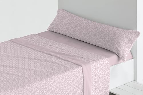 Juego de Sábanas Térmicas de Pirineo. Sábanas de Otoño/Invierno Tejido Polar para Cama Individual y Matrimonio, 3 Piezas, Cálida y Suave. (Rosa, Cama 150)