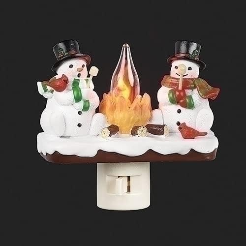 Roman Snowmen by Camp Fire Nightlight, 4-inch Height, Resin, Christmas Decoration