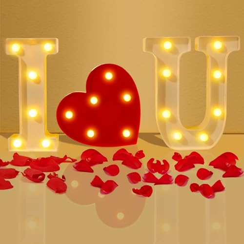 Letras iluminadas con texto en inglés 'I Love You', decoración romántica de San Valentín, letrero de luz LED de neón para noches especiales, matrimonio, boda, aniversario, luna de miel, funciona con
