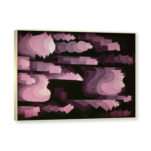 Tableau Abstrait Fugue en Rouge Paul Klee | Toile 40x50cm avec Cadre Or