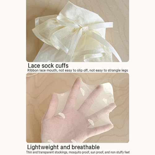 Thigh High Socks, Soft Thin Socks Seethrough Thin NonSlip Stretchy Lace Kneehigh Sock Kids Dancing Dress Sock4