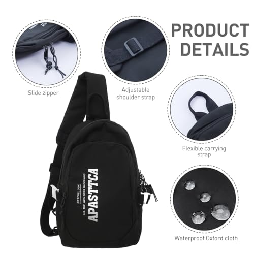 Image of GUSTAVE Sling Bag for Men Fashion Nylon Crossbody Bag with Handle Lightweight & Durable Outdoor Lightweight Item Bag for Travel, Strolling, Hiking, Camping, Commuting, Black, 20x12x31cm