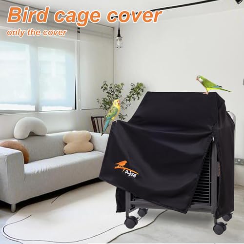 Image of Small Bird Cage Cover(Black) Good Night Black-Out Cover for Birdcage with Roof Top Durable Breathable Washable Material (cage is not Included) (18.9 inch L x 15 inch W x 25.6 inch H, L Shape)