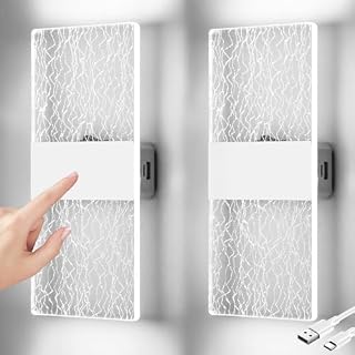 LED Touch Control Wall Lamp, Modern Indoor Wall Light With Switch, USB Rechargeable Battery Wall Light, Magnetic Installation, Wireless Black Wall Sconces Lighting 6500K Brightness Adjustable 2 Pack