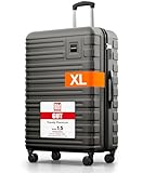 Travely Polycarbonat Koffer Groß 77cm XL - 100L Innenvolumen - 158cm Gurtmaß, sehr robuster Hartschalenkoffer mit sanften Rollen & TSA Schloss, Reisekoffer, Handgepäck Koffer, Reisekoffer mit Rollen