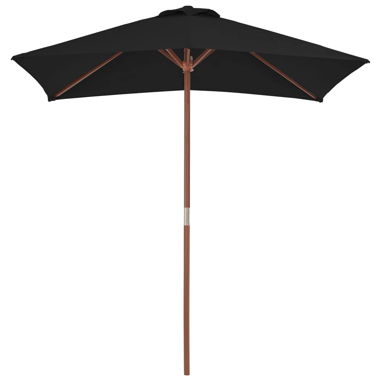 Homgoday Ombrellone, Ombrellone da Esterni con Palo in Legno 150x200 cm Nero, Ombrelloni, Ombrellone da Giardino, Ombrelloni da Esterno, Ombrellone Spiaggia, Ombrellone da Terrazzo Antivento